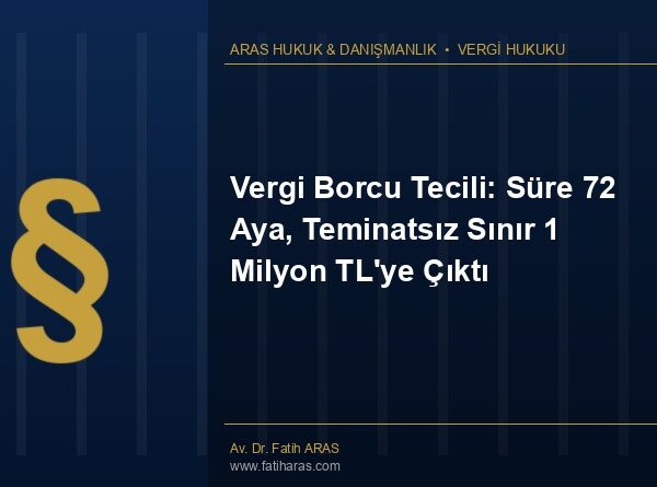 Vergi Borcu Tecili: Süre 72 Aya, Teminatsız Sınır 1 Milyon TL'ye Çıktı