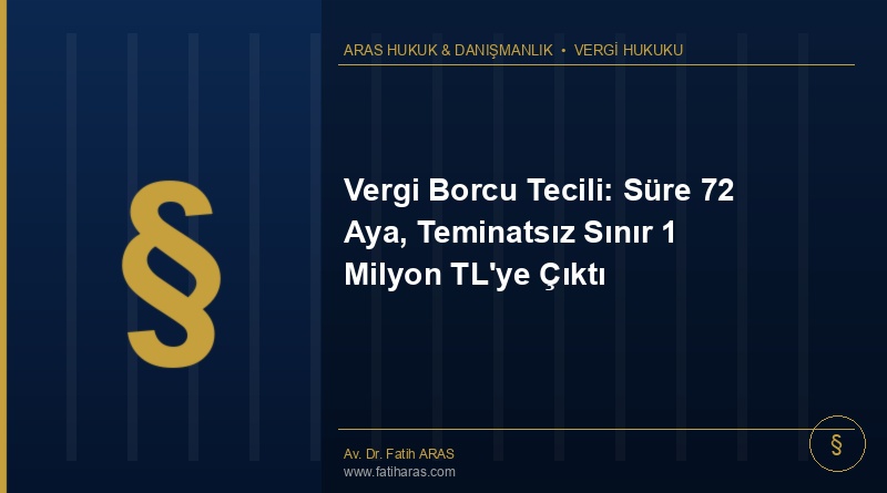 Vergi Borcu Tecili: Süre 72 Aya, Teminatsız Sınır 1 Milyon TL'ye Çıktı